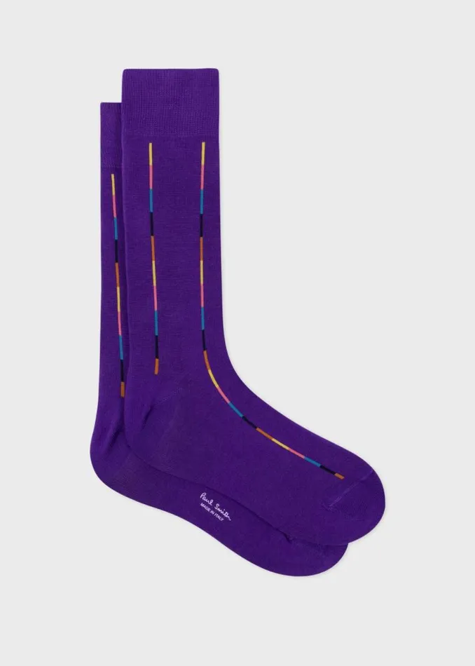 Mens Paul Smith Socks Purple Thin 039Artist Stripe039 Socks
