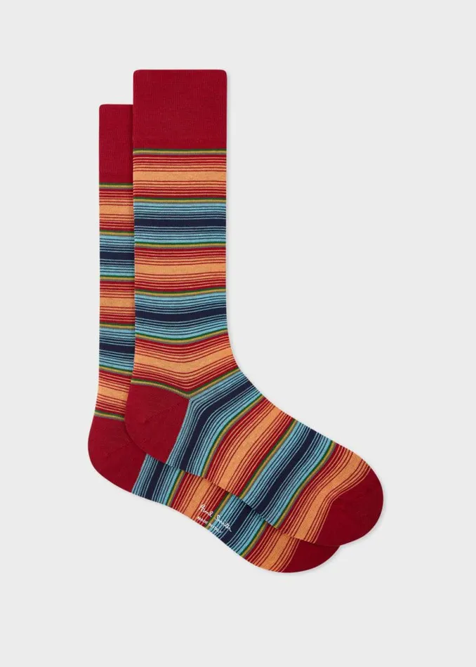 Mens Paul Smith Socks Red Ombre Stripe Socks