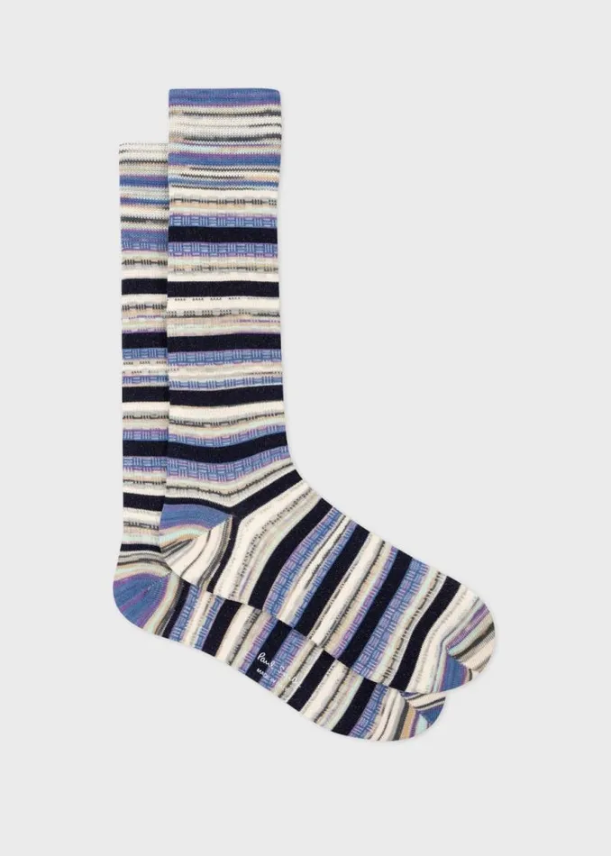 Mens Paul Smith Socks Sky Blue 039Hugh039 Stripe Socks