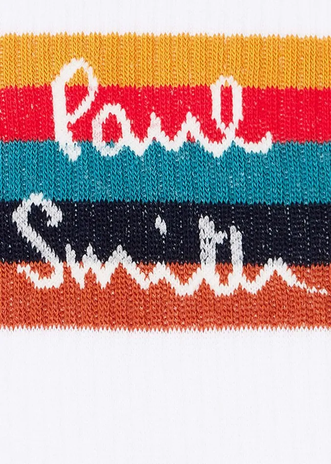 Mens Paul Smith Socks White 039Artist Stripe039 Logo Socks