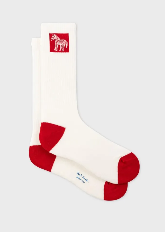 Mens Paul Smith Socks White 039Framed Zebra039 Socks