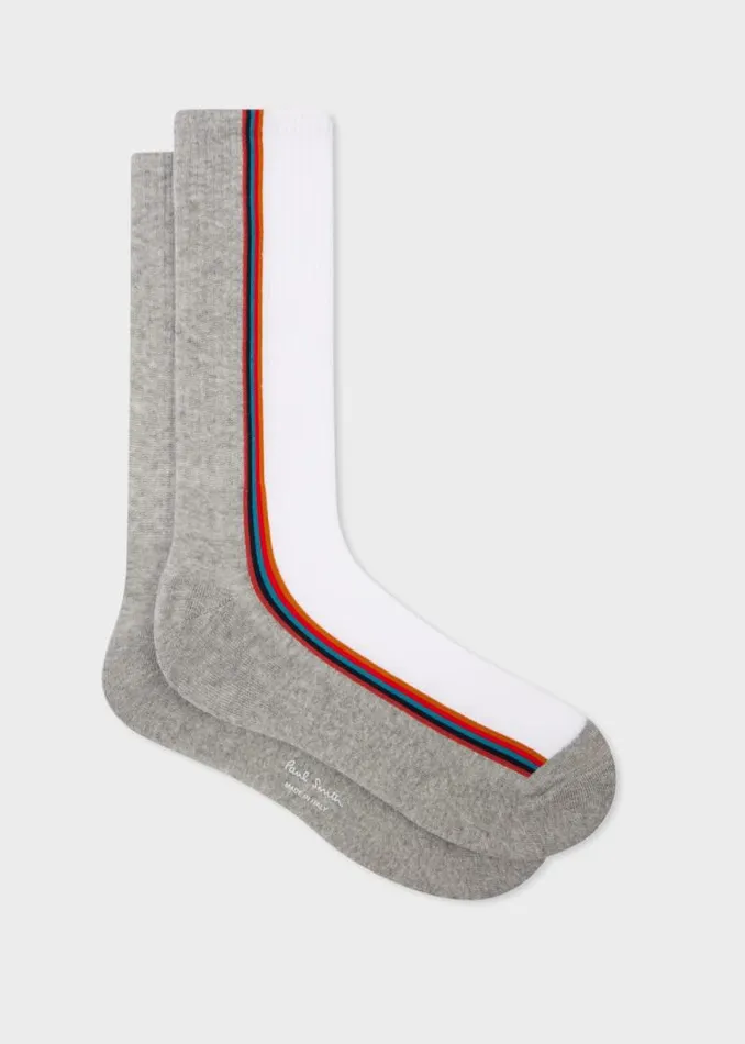 Mens Paul Smith Socks White And Grey 039Artist Stripe039 Socks