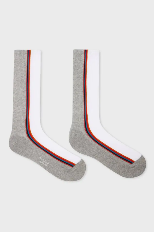 Mens Paul Smith Socks White And Grey 039Artist Stripe039 Socks Mens Paul Smith Socks White And Grey 039Artist Stripe039 Socks