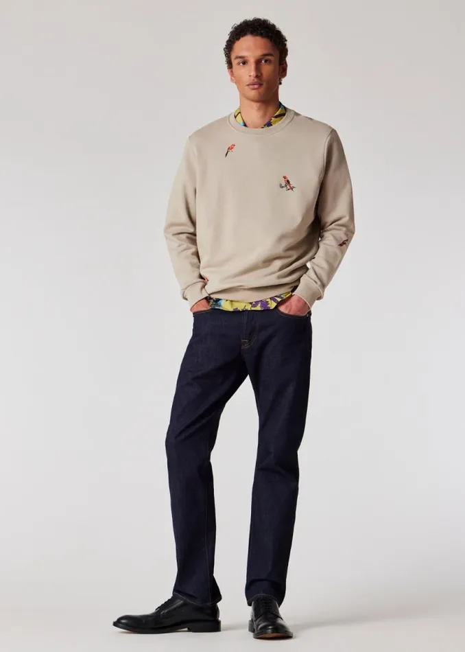 Mens Paul Smith Sweatshirts and Hoodies Beige Embroidered 039Bird039 Sweatshirt Mens Paul Smith Sweatshirts and Hoodies Beige Embroidered 039Bird039 Sweatshirt