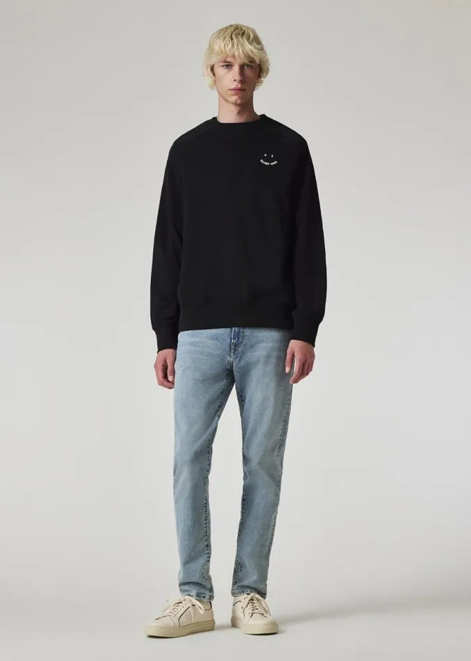 Mens Paul Smith Sweatshirts and Hoodies Black 039Happy039 Embroidery Sweatshirt