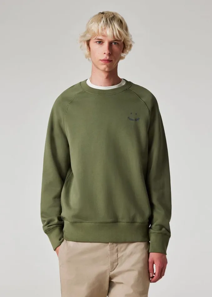 Mens Paul Smith Sweatshirts and Hoodies Khaki 039Happy039 Embroidery Sweatshirt Mens Paul Smith Sweatshirts and Hoodies Khaki 039Happy039 Embroidery Sweatshirt