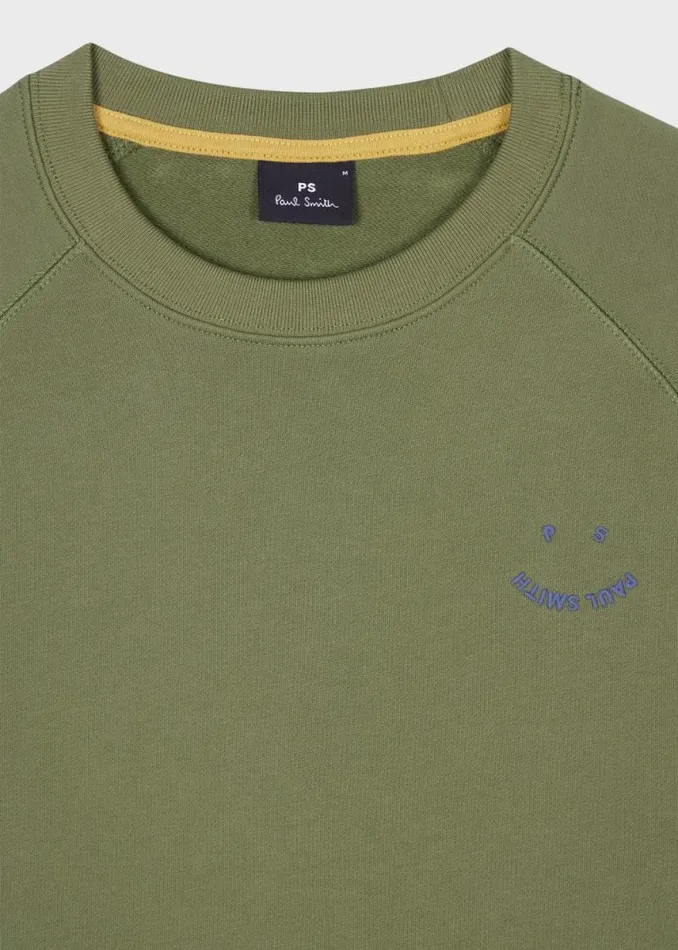 Mens Paul Smith Sweatshirts and Hoodies Khaki 039Happy039 Embroidery Sweatshirt Mens Paul Smith Sweatshirts and Hoodies Khaki 039Happy039 Embroidery Sweatshirt