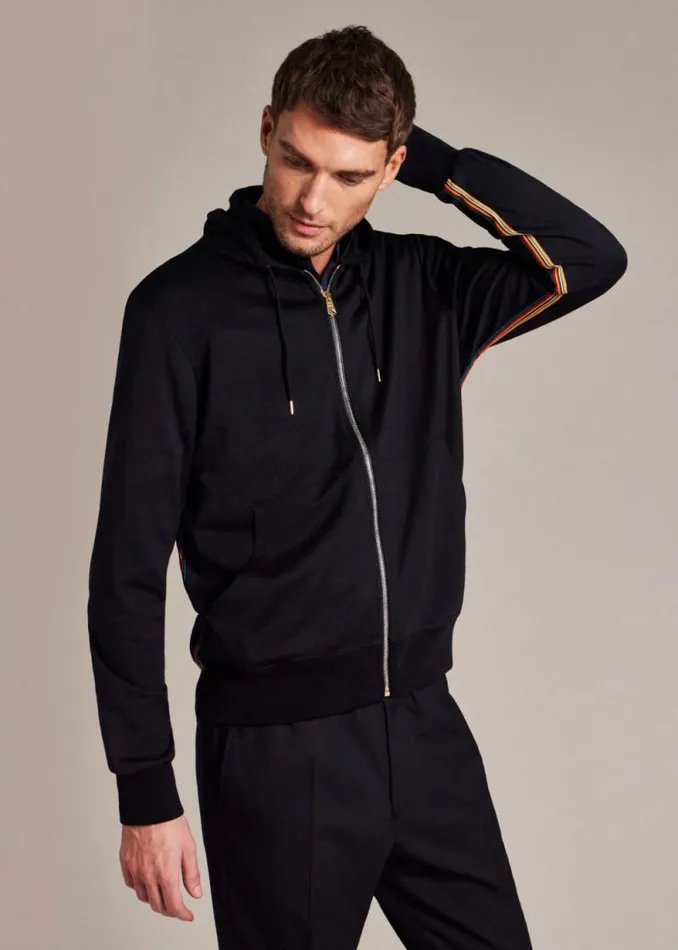 Mens Paul Smith Sweatshirts and Hoodies Navy ZipFront Washable Wool 039Signature Stripe039 Hoodie Mens Paul Smith Sweatshirts and Hoodies Navy ZipFront Washable Wool 039Signature Stripe039 Hoodie