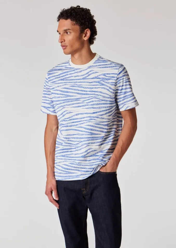 Mens Paul Smith TShirts 039Wood Grain Stripe039 Print Cotton TShirt