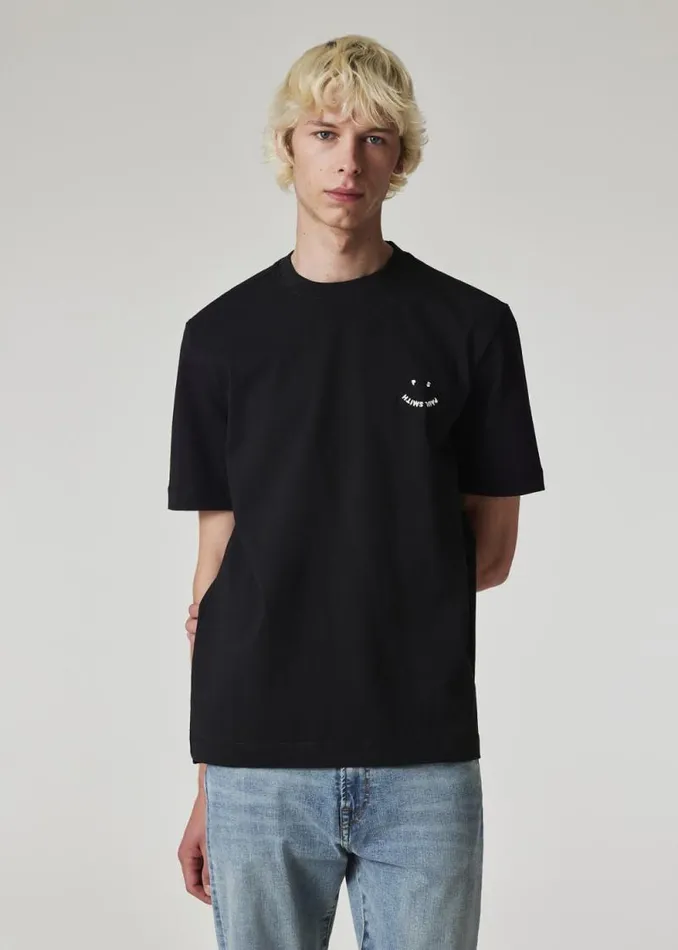 Mens Paul Smith TShirts Black 039Happy039 Piece Dyed TShirt