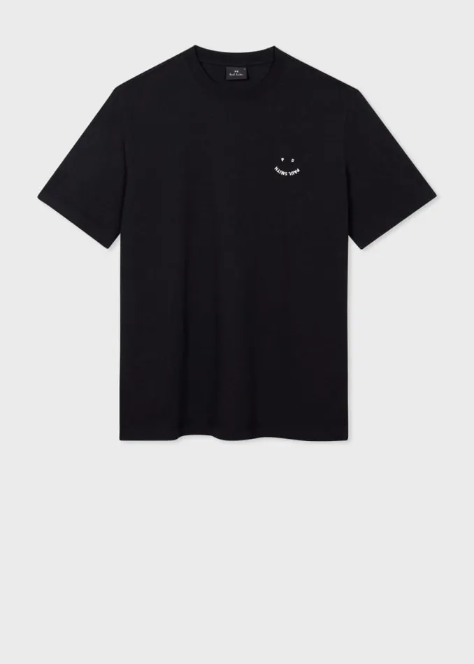 Mens Paul Smith TShirts Black 039Happy039 Piece Dyed TShirt Mens Paul Smith TShirts Black 039Happy039 Piece Dyed TShirt