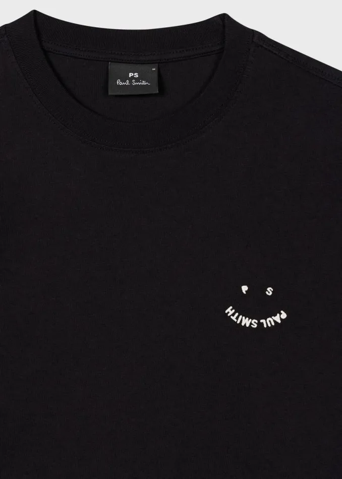 Mens Paul Smith TShirts Black 039Happy039 Piece Dyed TShirt Mens Paul Smith TShirts Black 039Happy039 Piece Dyed TShirt