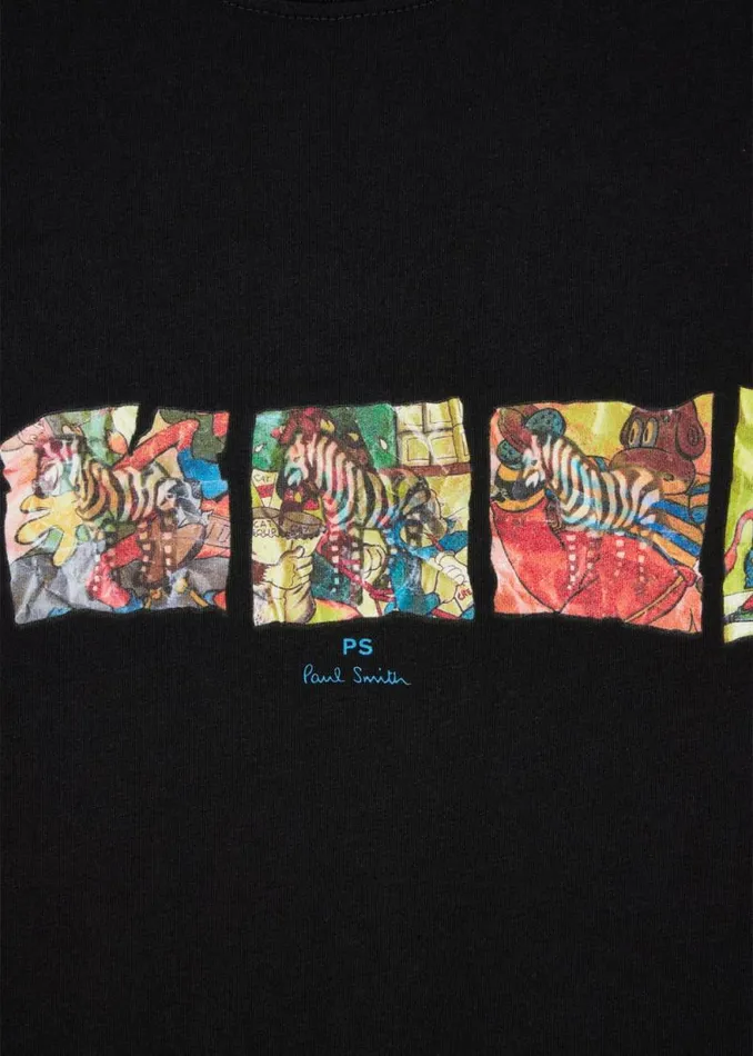 Mens Paul Smith TShirts Black 039Zebra039 Line Up Print TShirt Mens Paul Smith TShirts Black 039Zebra039 Line Up Print TShirt