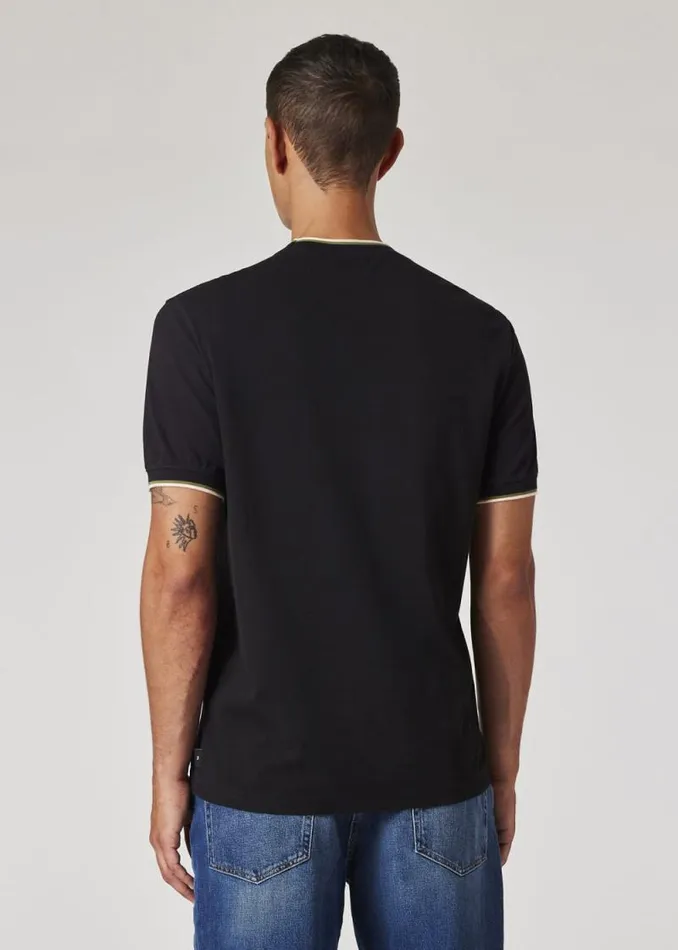 Mens Paul Smith TShirts Black Jacquard TShirt With Contrast Tipping