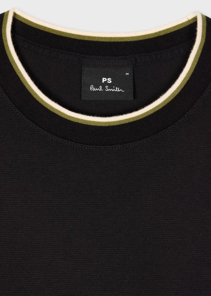 Mens Paul Smith TShirts Black Jacquard TShirt With Contrast Tipping