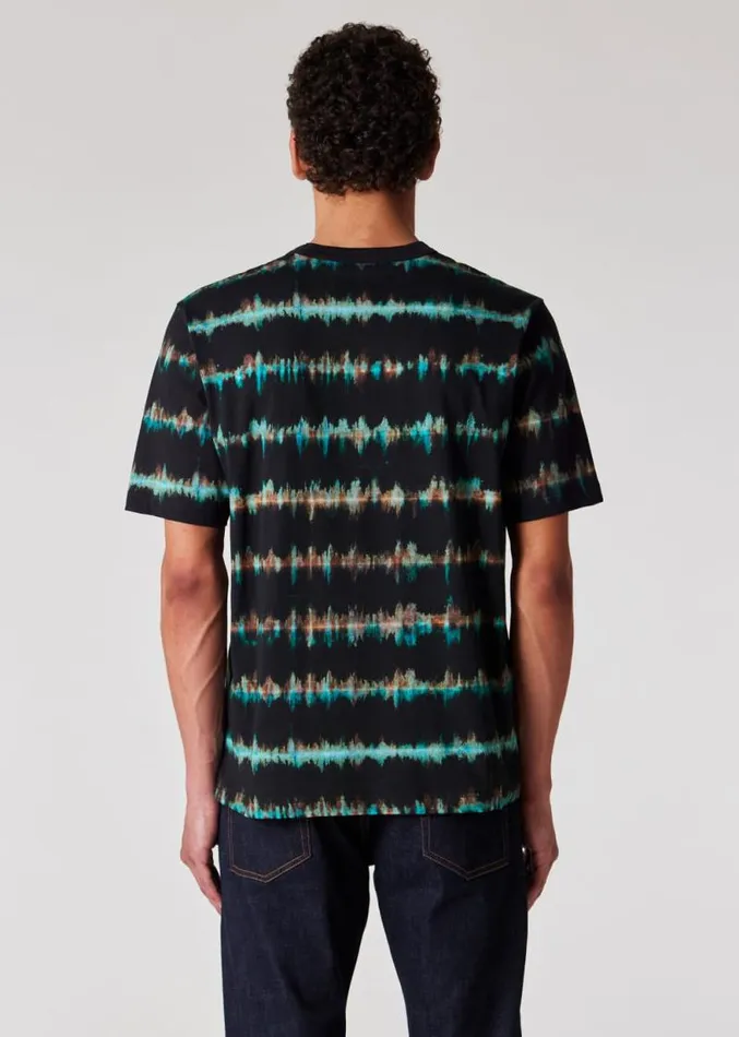 Mens Paul Smith TShirts Black Shibori Stripe Cotton TShirt