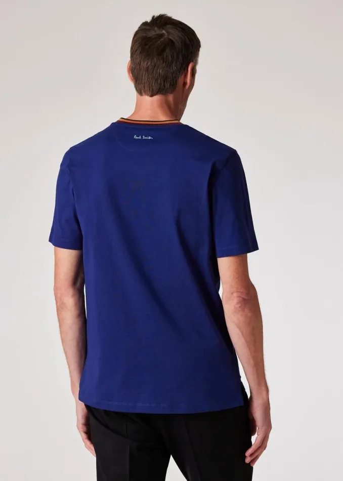 Mens Paul Smith TShirts Cobalt Blue 039Artist Stripe039 Collar Cotton TShirt Mens Paul Smith TShirts Cobalt Blue 039Artist Stripe039 Collar Cotton TShirt