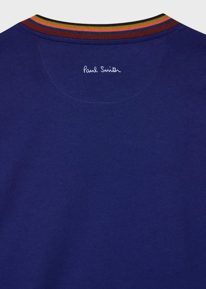 Mens Paul Smith TShirts Cobalt Blue 039Artist Stripe039 Collar Cotton TShirt Mens Paul Smith TShirts Cobalt Blue 039Artist Stripe039 Collar Cotton TShirt