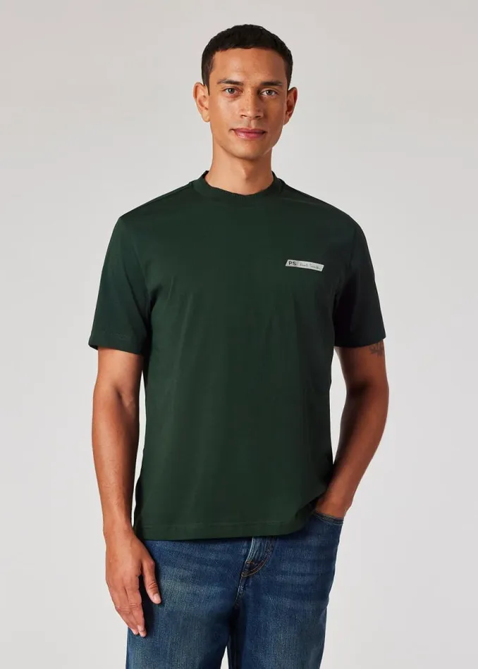 Mens Paul Smith TShirts Dark Green Tilt Logo CottonBlend TShirt