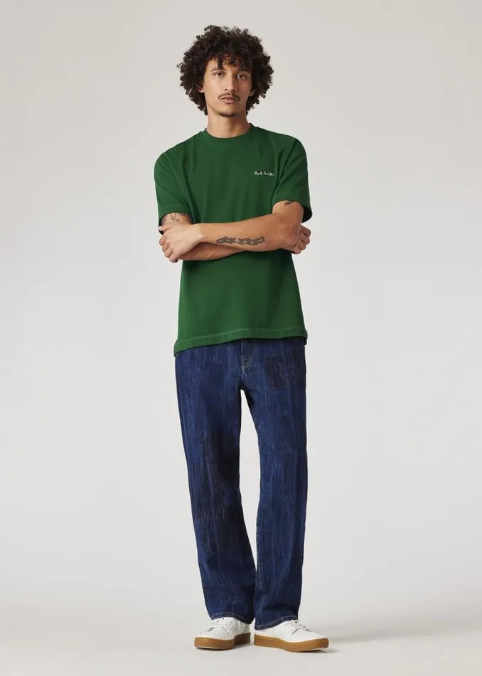 Mens Paul Smith TShirts Green Embroidered PS Logo TShirt