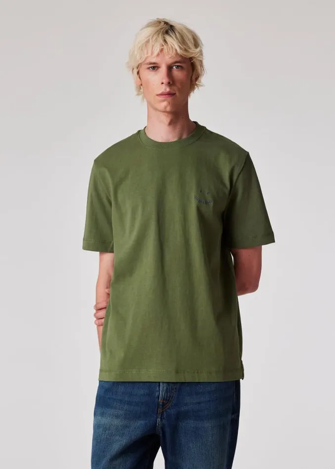 Mens Paul Smith TShirts Khaki 039Happy039 Piece Dyed TShirt