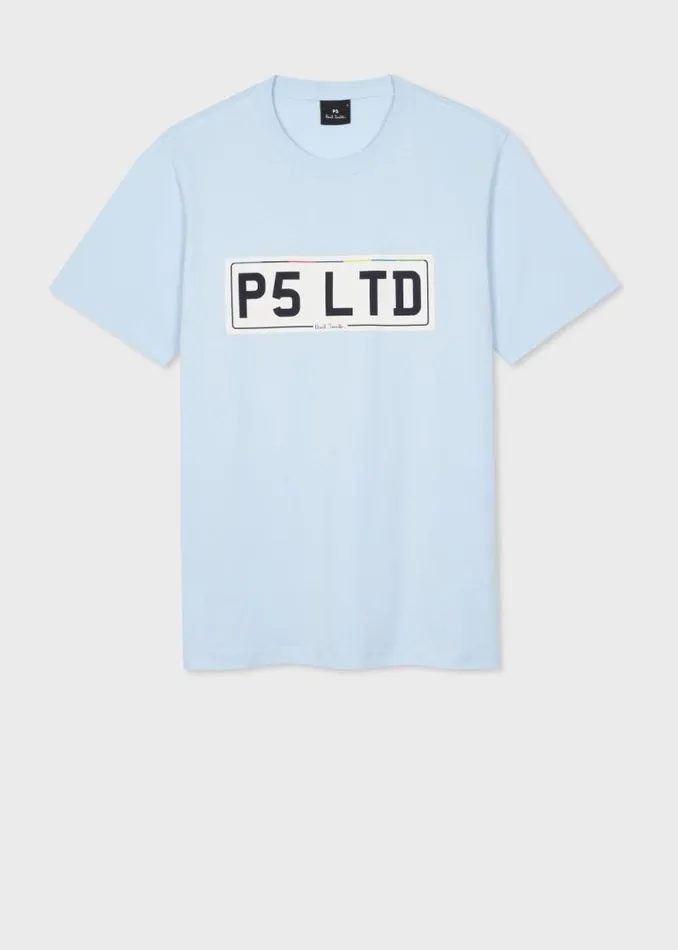 Mens Paul Smith TShirts Powder Blue 039Number Plate039 Print TShirt