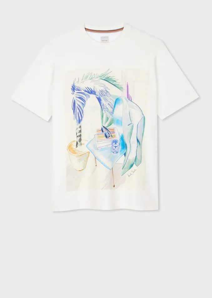Mens Paul Smith TShirts White 039Sketchbook039 Print TShirt Mens Paul Smith TShirts White 039Sketchbook039 Print TShirt