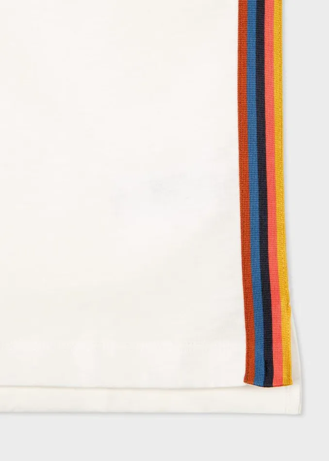 Mens Paul Smith TShirts White Cotton TShirt With 039Artist Stripe039 Trim Mens Paul Smith TShirts White Cotton TShirt With 039Artist Stripe039 Trim