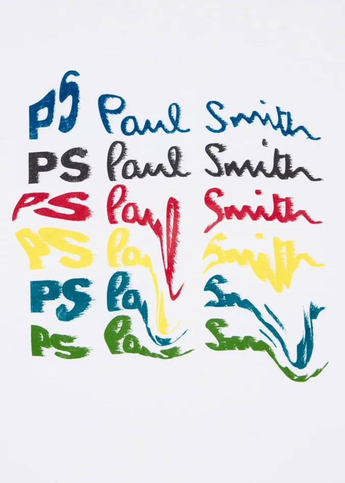 Mens Paul Smith TShirts White OrganicCotton 039Waved Repeat Logo039 Print TShirt Mens Paul Smith TShirts White OrganicCotton 039Waved Repeat Logo039 Print TShirt