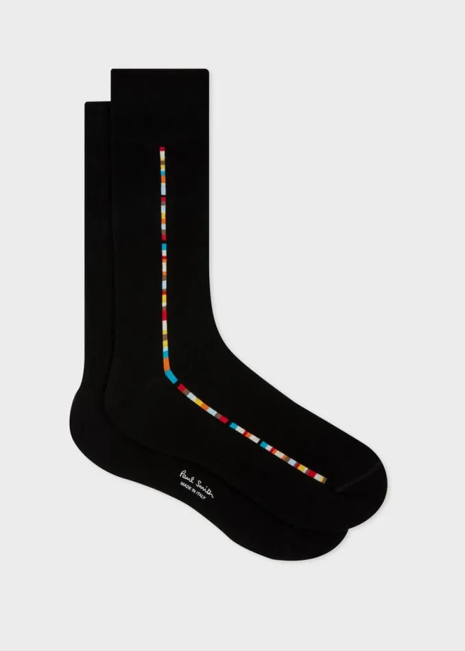 Mens Paul Smith The Classics Black 039Signature Stripe039 Central Trim Socks