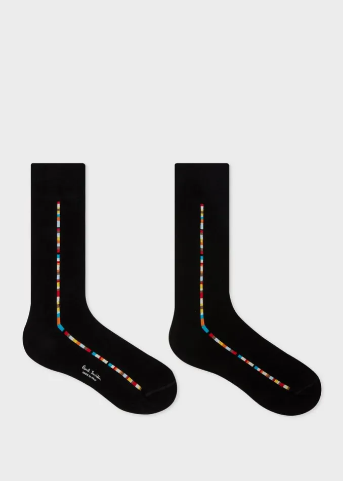 Mens Paul Smith The Classics Black 039Signature Stripe039 Central Trim Socks Mens Paul Smith The Classics Black 039Signature Stripe039 Central Trim Socks