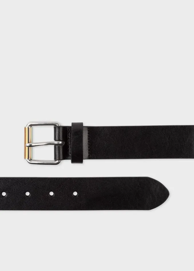 Mens Paul Smith The Classics Black Leather Belt With 039Signature Stripe039 Roller Mens Paul Smith The Classics Black Leather Belt With 039Signature Stripe039 Roller