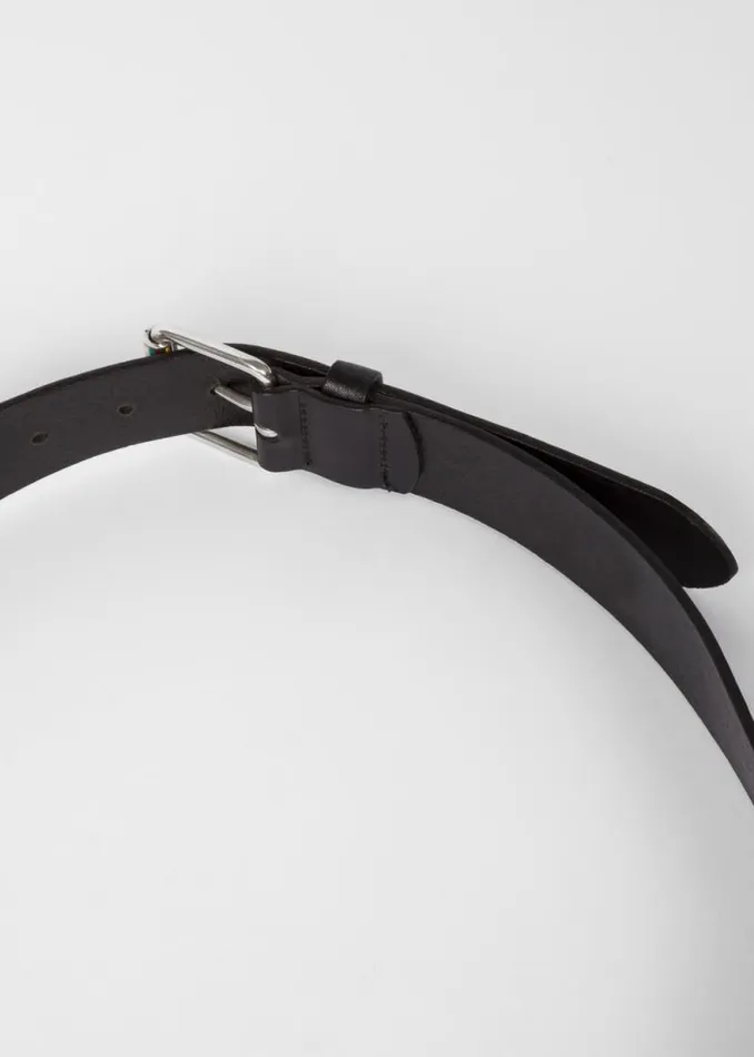 Mens Paul Smith The Classics Black Leather Belt With 039Signature Stripe039 Roller Mens Paul Smith The Classics Black Leather Belt With 039Signature Stripe039 Roller