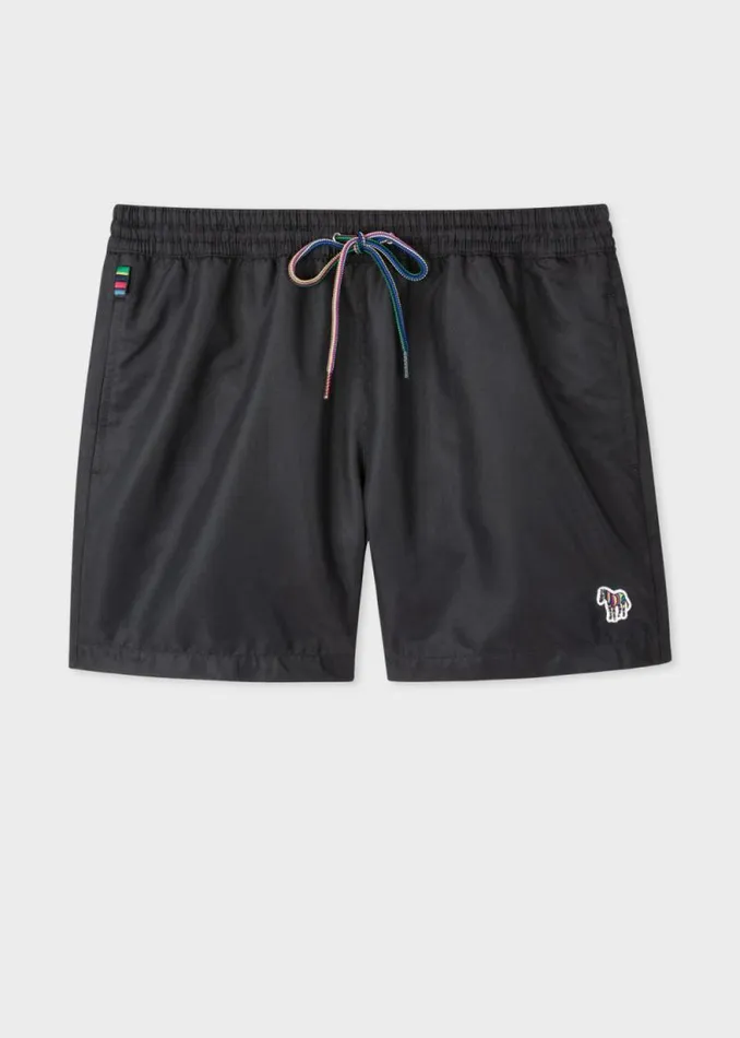 Mens Paul Smith The Classics Black Zebra Logo Swim Shorts