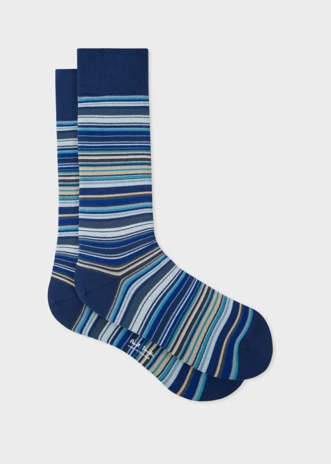 Mens Paul Smith The Classics Blue 039Signature Stripe039 Socks