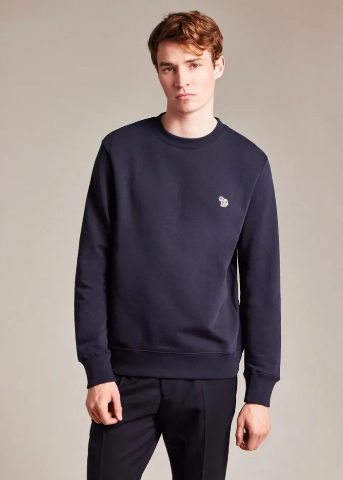 Mens Paul Smith The Classics Dark Navy Cotton Zebra Logo Sweatshirt