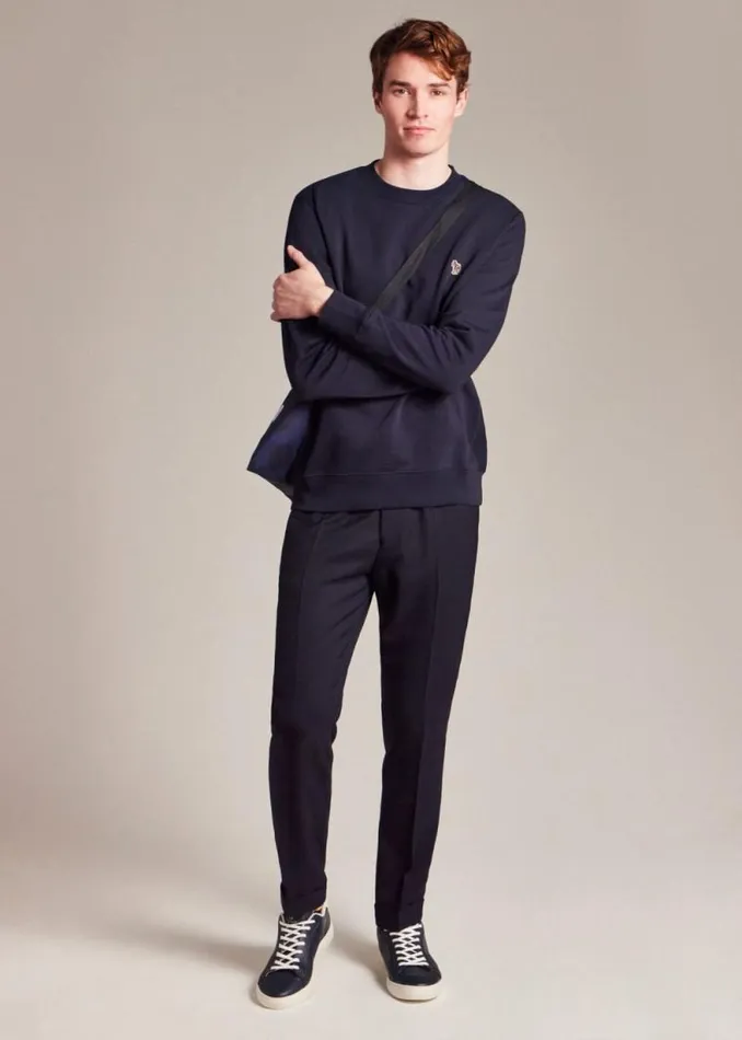 Mens Paul Smith The Classics Dark Navy Cotton Zebra Logo Sweatshirt