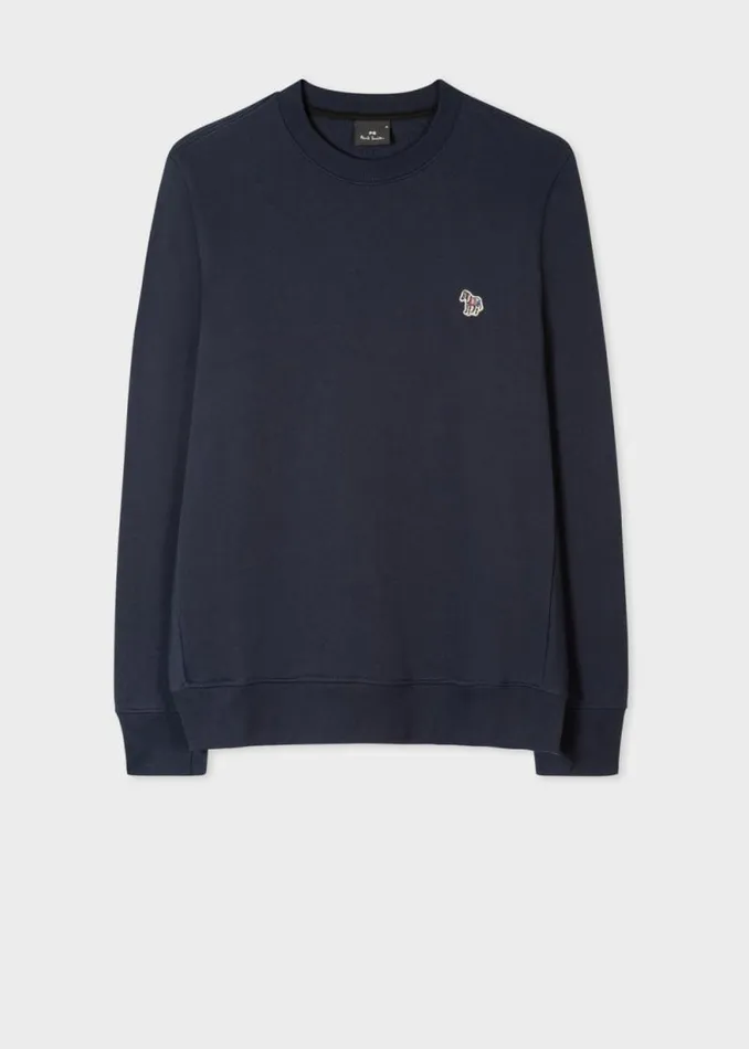 Mens Paul Smith The Classics Dark Navy Cotton Zebra Logo Sweatshirt