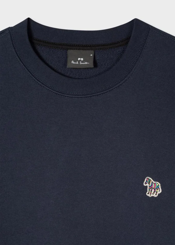 Mens Paul Smith The Classics Dark Navy Cotton Zebra Logo Sweatshirt