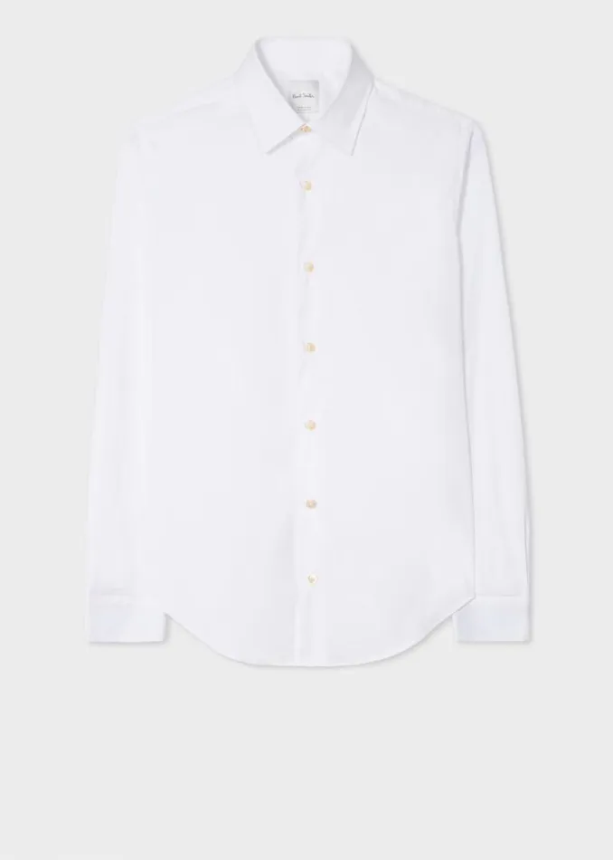 Mens Paul Smith The Classics Super SlimFit White Shirt With 039Artist Stripe039 Cuff Lining Mens Paul Smith The Classics Super SlimFit White Shirt With 039Artist Stripe039 Cuff Lining
