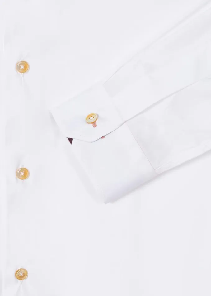 Mens Paul Smith The Classics Super SlimFit White Shirt With 039Artist Stripe039 Cuff Lining Mens Paul Smith The Classics Super SlimFit White Shirt With 039Artist Stripe039 Cuff Lining