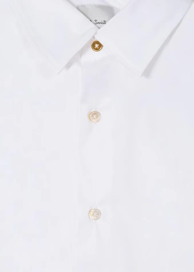 Mens Paul Smith The Classics Super SlimFit White Shirt With 039Artist Stripe039 Cuff Lining Mens Paul Smith The Classics Super SlimFit White Shirt With 039Artist Stripe039 Cuff Lining