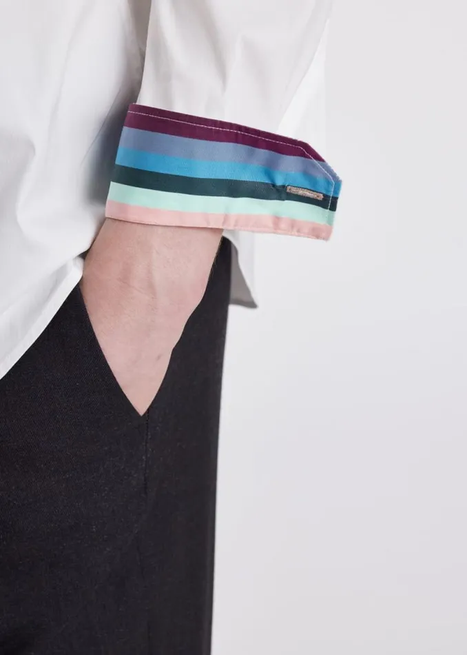 Mens Paul Smith The Classics Super SlimFit White Shirt With 039Artist Stripe039 Cuff Lining Mens Paul Smith The Classics Super SlimFit White Shirt With 039Artist Stripe039 Cuff Lining