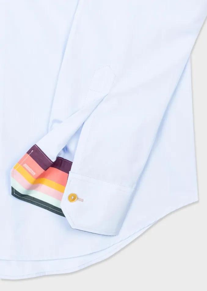 Mens Paul Smith The Classics TailoredFit Sky Blue Cotton 039Artist Stripe039 Cuff Shirt