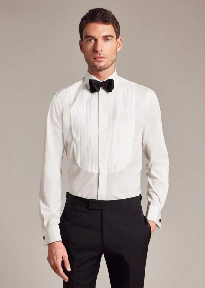 Mens Paul Smith The Classics TailoredFit White PleatedBib Cotton Evening Shirt With 039Artist Stripe039 DoubleCuff Mens Paul Smith The Classics TailoredFit White PleatedBib Cotton Evening Shirt With 039Artist Stripe039 DoubleCuff