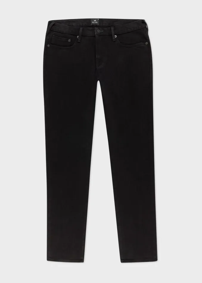 Mens Paul Smith The Classics TaperedFit Black Organic Stretch Jeans