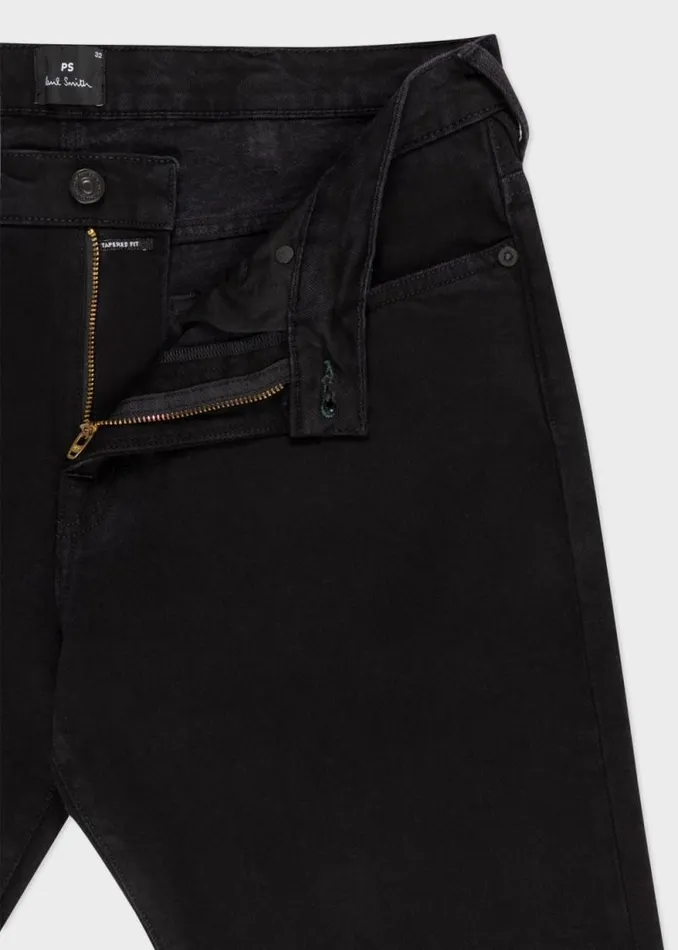 Mens Paul Smith The Classics TaperedFit Black Organic Stretch Jeans