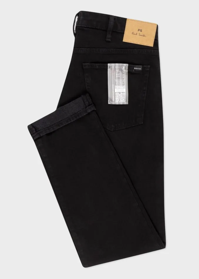Mens Paul Smith The Classics TaperedFit Black Organic Stretch Jeans