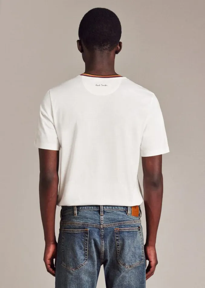 Mens Paul Smith The Classics White 039Artist Stripe039 Collar Cotton TShirt Mens Paul Smith The Classics White 039Artist Stripe039 Collar Cotton TShirt