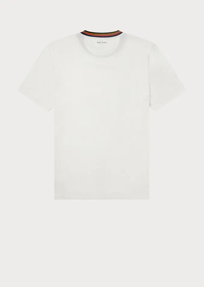 Mens Paul Smith The Classics White 039Artist Stripe039 Collar Cotton TShirt Mens Paul Smith The Classics White 039Artist Stripe039 Collar Cotton TShirt